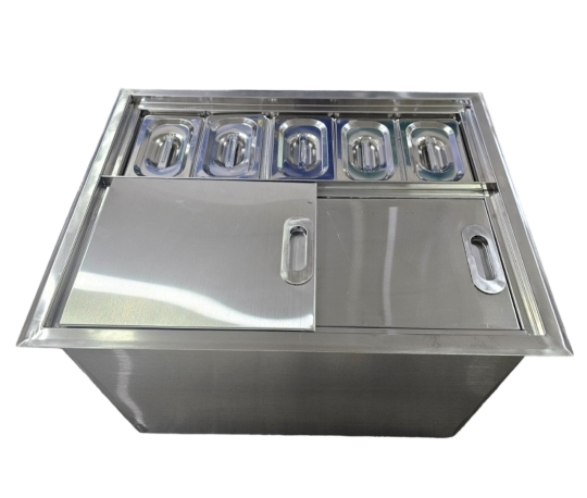 THÙNG ĐÁ INOX ÂM KÈM KHAY TOPPING TD6554-07304