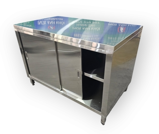 Tủ Inox Cửa Lùa Có Kệ Giữa T02304