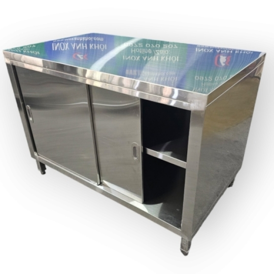 Tủ Inox Cửa Lùa Có Kệ Giữa T02304